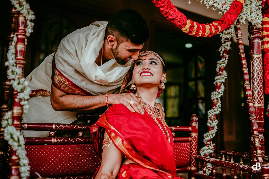 the couple was south Indian Tamil wedding photography in Bangalore 